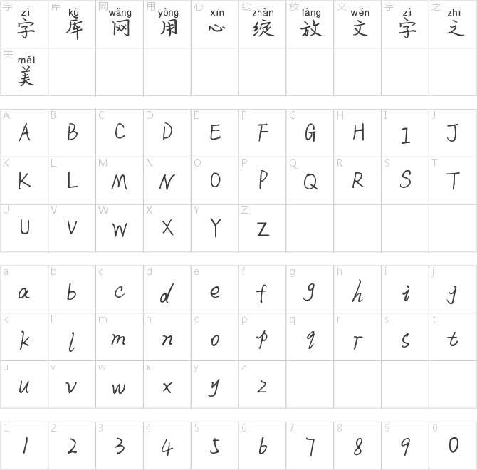 米開柔情物語拼音體